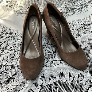 Easy Spirit Brown Velvet Wedge Heels